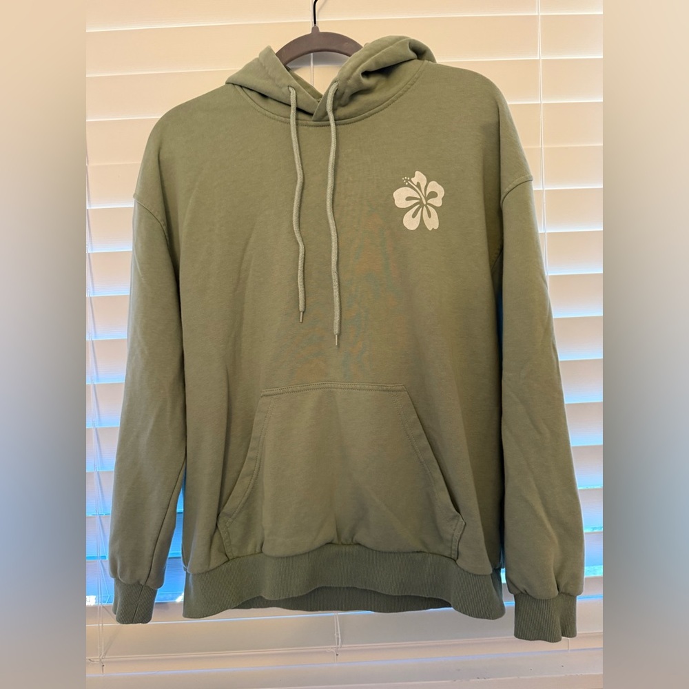 Siesta Beach Green Hoodie with Floral Design